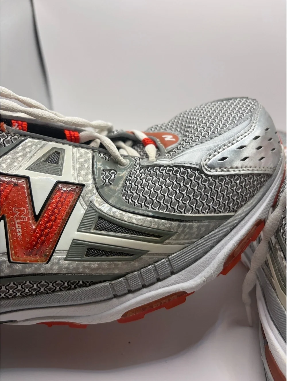 Vintage New Balance 1224 Y2K Mesh Running Shoes Silver Orange Men’s 13